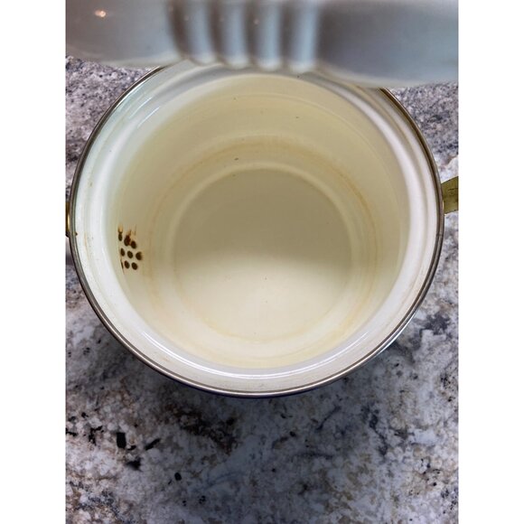 Vintage Cornucopia Fruit Enamel Teapot Ceramic Handle Farmhouse Kitchen Decor - Picture 6 of 6